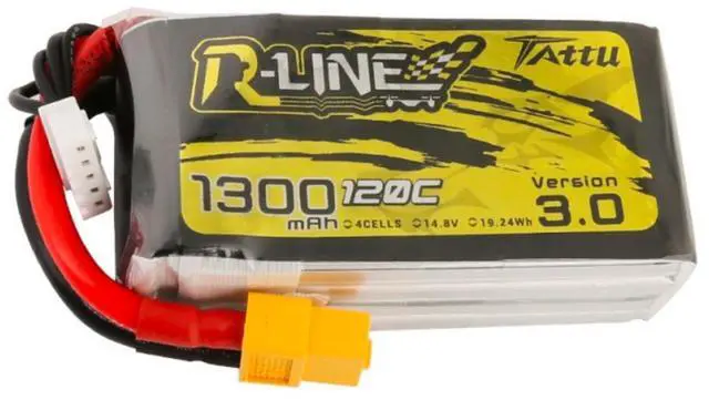 Alt view image 5 of 5 - Tattu R-Line Version 3.0 1300mAh 14.8V 120C 4S1P Lipo Battery Pack with XT60 Plug
