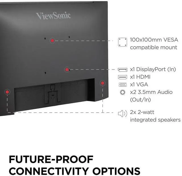 Alt view image 17 of 17 - ViewSonic VA2456A-MHD_H2 Dual Monitor Pack Head-Only 1080p IPS Frameless Monitors with 120Hz, Eye Care, VESA Mountable, HDMI, DisplayPort, and VGA Inputs for Home and Office