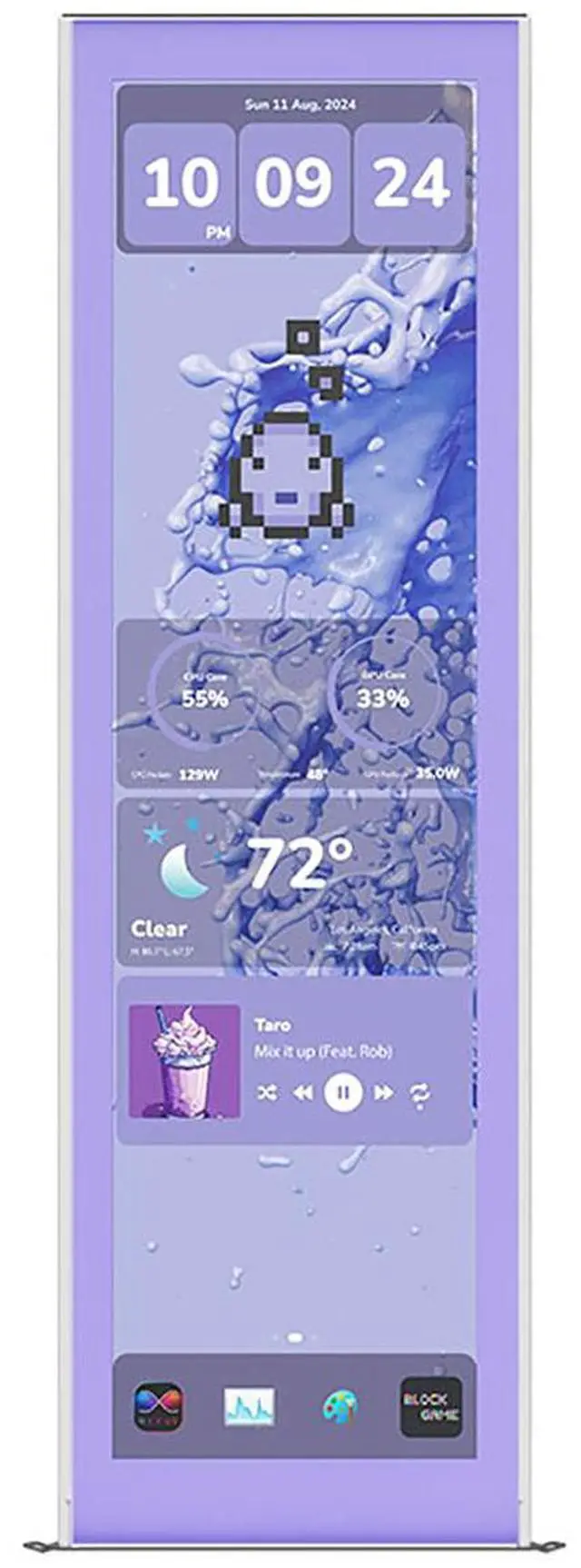 Alt view image 8 of 14 - HYTE Y70 Touch Infinite Display Upgrade - Taro Milk (Purple)