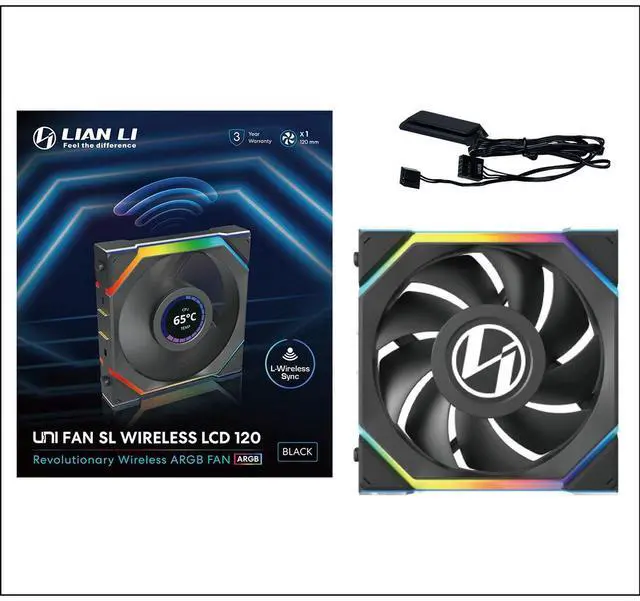 Alt view image 13 of 14 - Lian Li UNI Fan SL LCD Wireless 120mm ARGB Fan - Single Pack - 1.6" LCD Display - 2.4 GHz Wireless Signal for RGB & Fan Control -  Controller NOT Included & Required - Black (12SLLCD1W1B)