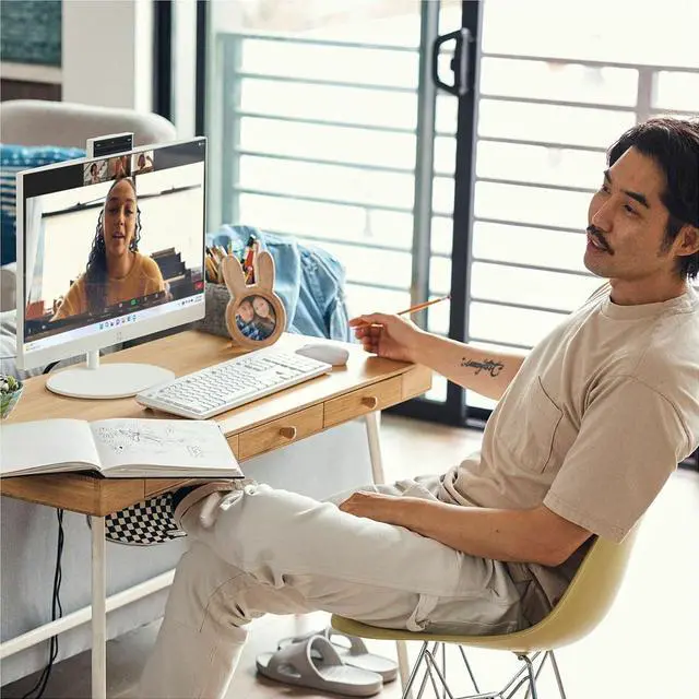 Alt view image 4 of 8 - HP 24-cr0210 23.8" Full HD All-in-One Touchscreen Desktop Computer, AMD Athlon Silver 7120U 2.4GHz, 8GB RAM, 256GB SSD, Windows 11 Home, Shell White