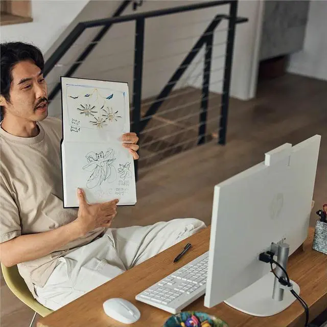 Alt view image 6 of 8 - HP 24-cr0210 23.8" Full HD All-in-One Touchscreen Desktop Computer, AMD Athlon Silver 7120U 2.4GHz, 8GB RAM, 256GB SSD, Windows 11 Home, Shell White