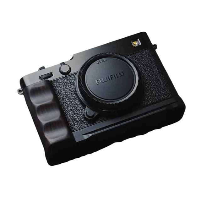 Alt view image 2 of 4 - Tilta Mounting Baseplate with Wooden Grip for Fujifilm X-E5, Black