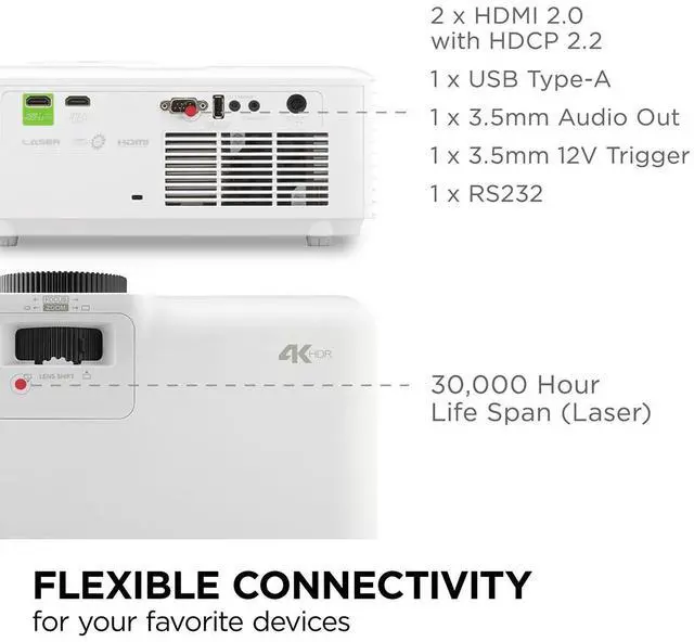 Alt view image 14 of 16 - ViewSonic LX700-4K UHD 3500 Lumens 4K Laser Projector Designed for Xbox