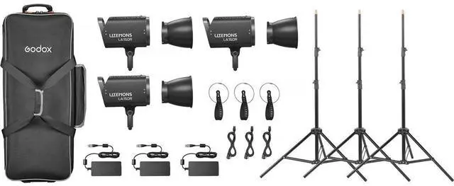 Main image of Godox Litemons LA150R RGB LED Monolight (3-Light Kit with Stands, Black)