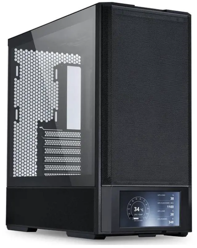 Alt view image 10 of 15 - Lian Li LANCOOL 207 Digital ATX Computer Case w/ Integrated LCD Screen, Mesh-Centric Panels Mid-Tower PC Case w/ 2 x 140mm PWM Fans, 2 x 140mm Fans Pre-Installed, Side or Rear Mount PSU - LAN207DX