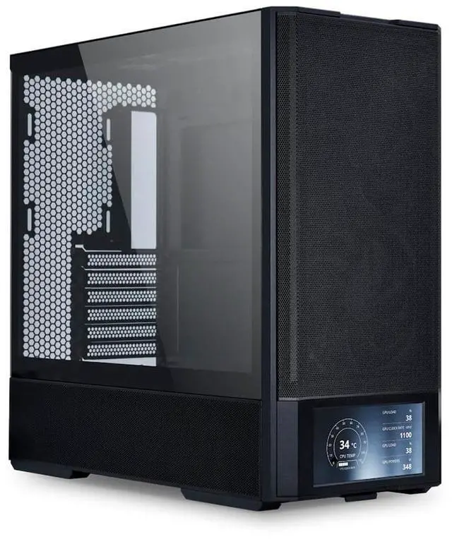 Alt view image 9 of 15 - Lian Li LANCOOL 207 Digital ATX Computer Case w/ Integrated LCD Screen, Mesh-Centric Panels Mid-Tower PC Case w/ 2 x 140mm PWM Fans, 2 x 140mm Fans Pre-Installed, Side or Rear Mount PSU - LAN207DX