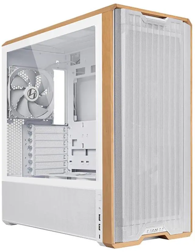 Alt view image 8 of 12 - Lian Li LANCOOL 217 Genuine Walnut Wood Computer Case,  Mid-Tower ATX PC Case with 5 Pre-Installed PWM Fans 2x170mm, 2x120mm & 1x140mm, Flexible PSU & Cable Installation - White (LAN217W)