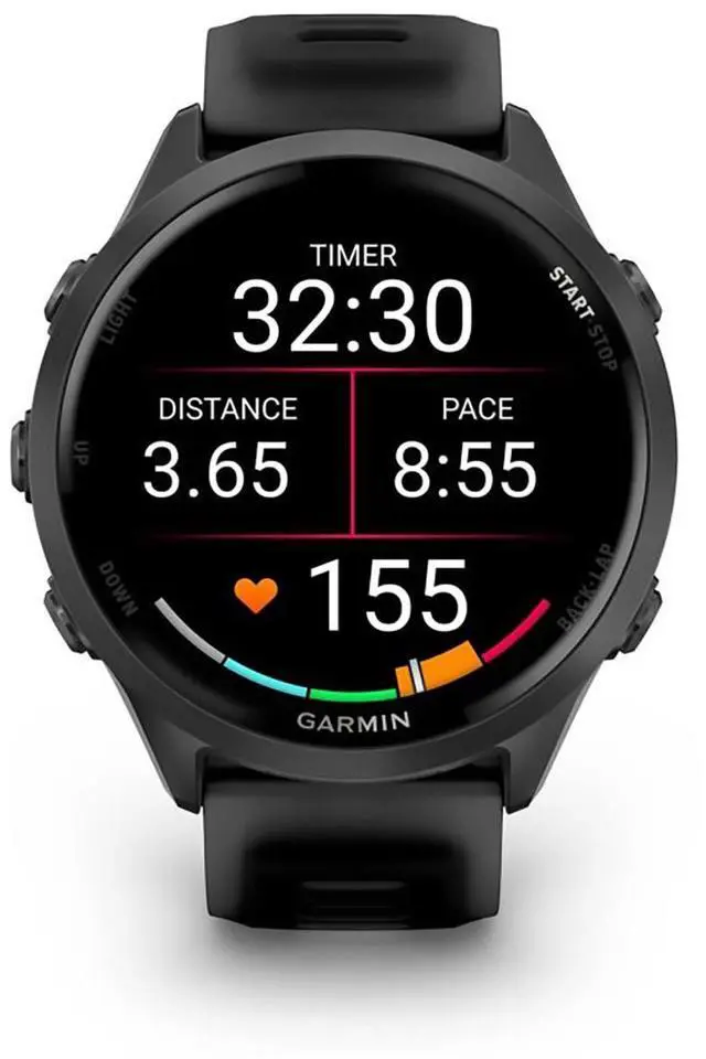 Alt view image 8 of 11 - Garmin® Forerunner® 570, 47mm, Advanced GPS Running and Triathlon Smartwatch, AMOLED Display, Training and Recovery Features, Slate Gray Aluminum with Translucent Black/Black Band