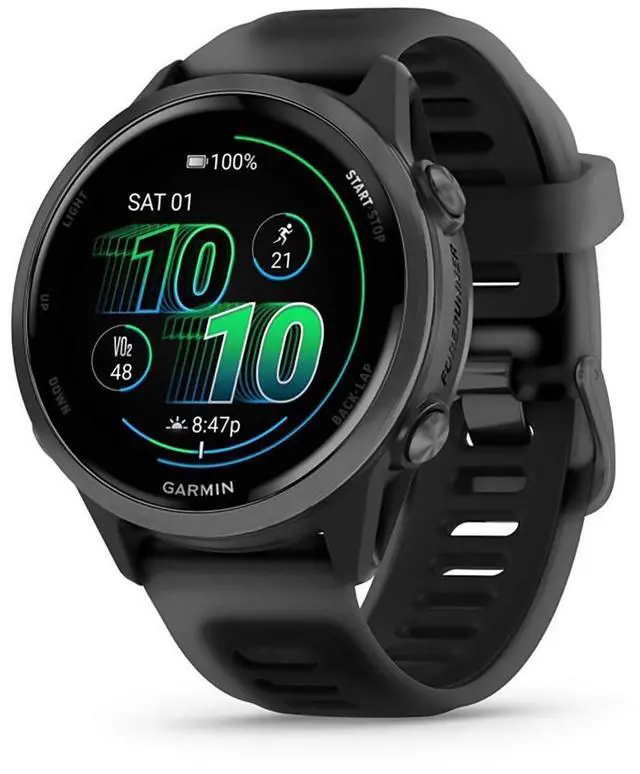 Alt view image 8 of 14 - Garmin® Forerunner® 570, 42mm, Advanced GPS Running and Triathlon Smartwatch, AMOLED Display, Training and Recovery Features, Slate Gray Aluminum with Translucent Black/Black Band
