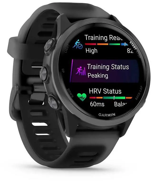 Alt view image 10 of 14 - Garmin® Forerunner® 570, 42mm, Advanced GPS Running and Triathlon Smartwatch, AMOLED Display, Training and Recovery Features, Slate Gray Aluminum with Translucent Black/Black Band