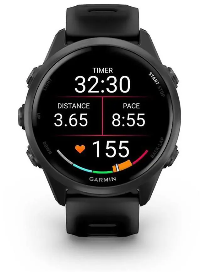 Alt view image 11 of 14 - Garmin® Forerunner® 570, 42mm, Advanced GPS Running and Triathlon Smartwatch, AMOLED Display, Training and Recovery Features, Slate Gray Aluminum with Translucent Black/Black Band