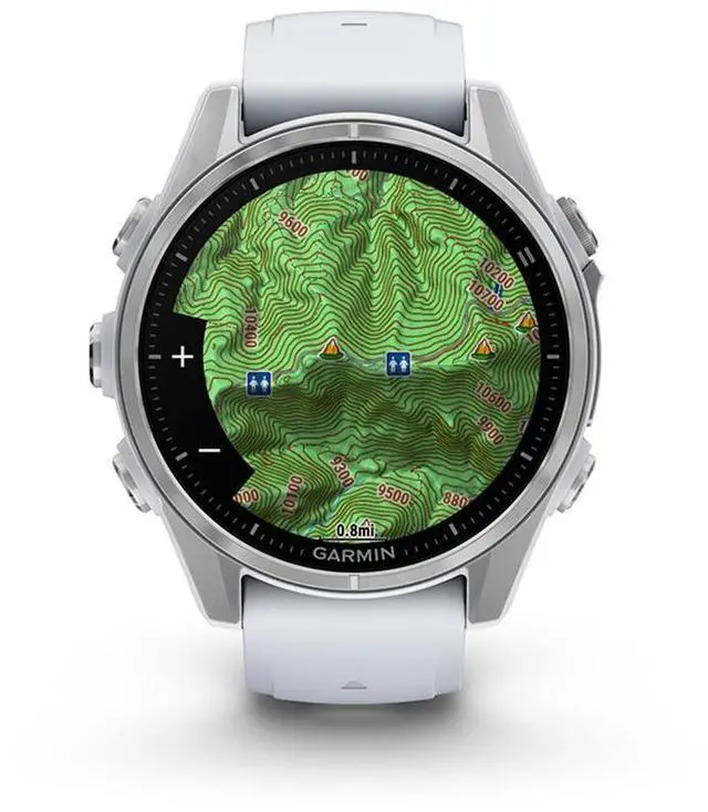 Alt view image 14 of 15 - Garmin fnix® 8 - 43mm, AMOLED, Premium Multisport GPS Smartwatch, Long-Lasting Battery Life, Dive-Rated, Built-in LED Flashlight, Silver with Whitestone Band