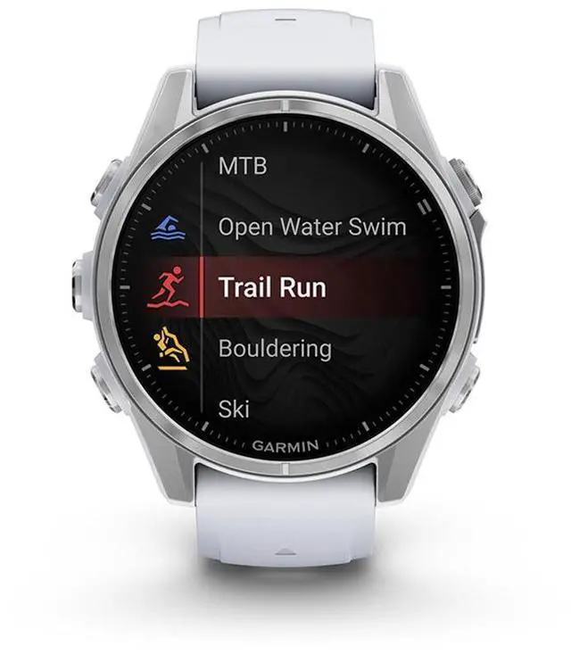 Alt view image 15 of 15 - Garmin fnix® 8 - 43mm, AMOLED, Premium Multisport GPS Smartwatch, Long-Lasting Battery Life, Dive-Rated, Built-in LED Flashlight, Silver with Whitestone Band