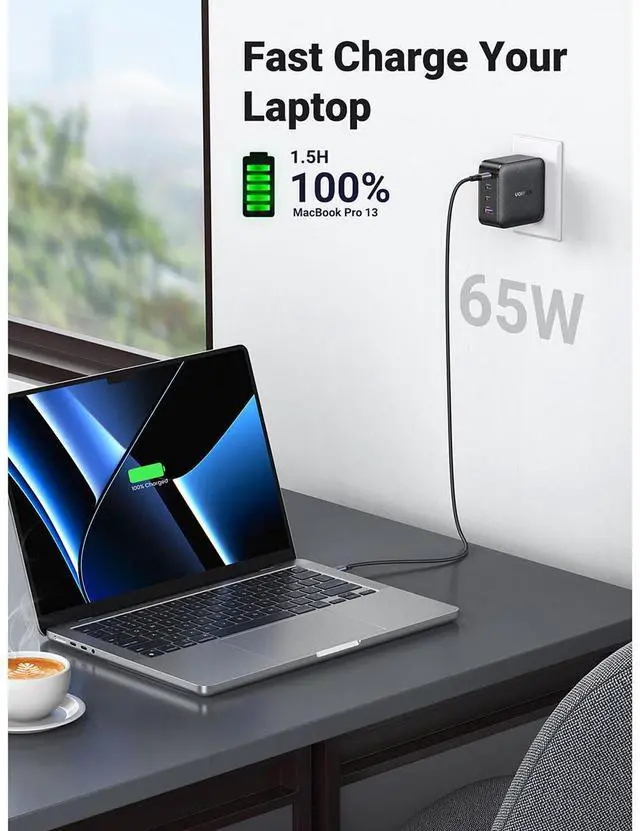Alt view image 2 of 7 - UGREEN 65W 4-Port USB GaN Wall Charger