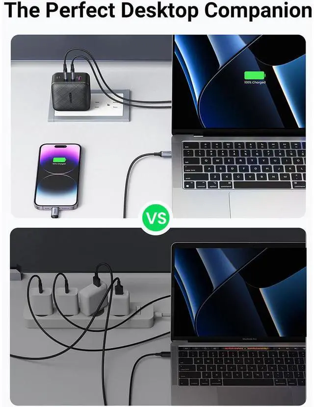 Alt view image 3 of 7 - UGREEN 65W 4-Port USB GaN Wall Charger