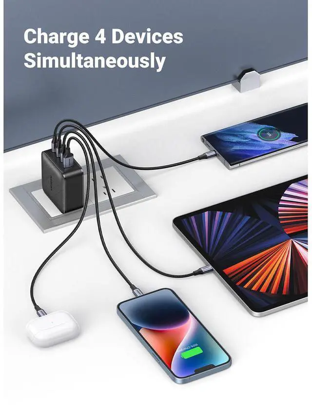 Alt view image 5 of 7 - UGREEN 65W 4-Port USB GaN Wall Charger