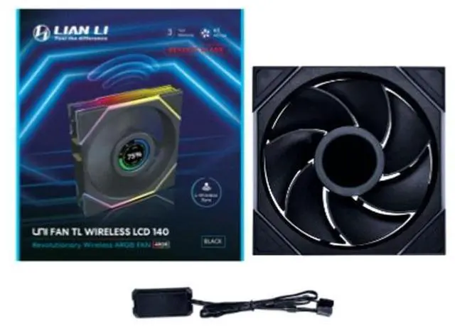 Alt view image 8 of 14 - Lian Li UNI Fan TL - LCD Wireless 140 - Single Pack (Reverse Blade) - 2.4 GHz Wireless Signal ARGB Fan & Dual-Zone Lighting Control - 140mm  - Controller NOT Included & Required -Black (14RTLLCD1W1B)