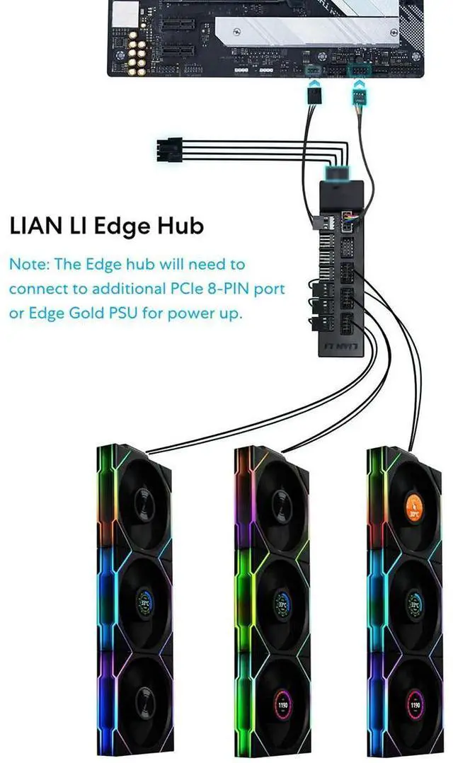 Alt view image 13 of 14 - Lian Li UNI Fan TL - Wireless 140 - Single Pack (Reverse Blade) -  2.4 GHz Wireless Signal ARGB Fan Control - Dual-Zone Lighting - FDB - 140mm - Controller NOT Included & Required - Black (14RTL1W1B)
