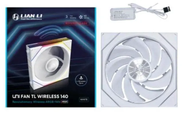 Alt view image 8 of 14 - Lian Li UNI Fan TL - Wireless 140 - Single Pack - 2.4 GHz Wireless Signal ARGB Fan Control - Dual-Zone Lighting - Fluid Dynamic Bearing - 140mm - Controller NOT Included & Required - White (14TL1W1W)