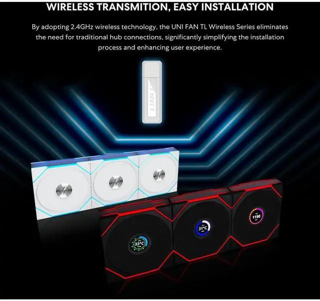 Alt view image 11 of 14 - Lian Li UNI Fan TL - Wireless 140 - Single Pack - 2.4 GHz Wireless Signal ARGB Fan Control - Dual-Zone Lighting - Fluid Dynamic Bearing - 140mm - Controller NOT Included & Required - White (14TL1W1W)