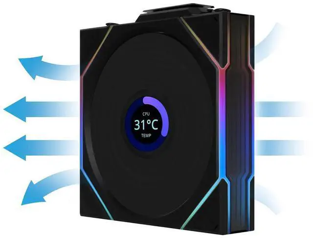 Alt view image 10 of 11 - Lian Li UNI Fan TL LCD 120 Wireless - Triple Pack (Reverse Blade ) - 2.4 GHz Wireless Controller Included - Infinity Mirror Design - LCD Display - Controller required. - Black 12RTLLCD1W3B)