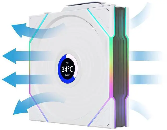 Alt view image 14 of 15 - LLian Li UNI Fan TL LCD 120 Wireless - Single Pack (Reverse Blade) - Controller Not Included - 2.4 GHz Wireless Control  - Infinity Mirror Design - Controller requesd for use. - White (12RTLLCD1W1W)