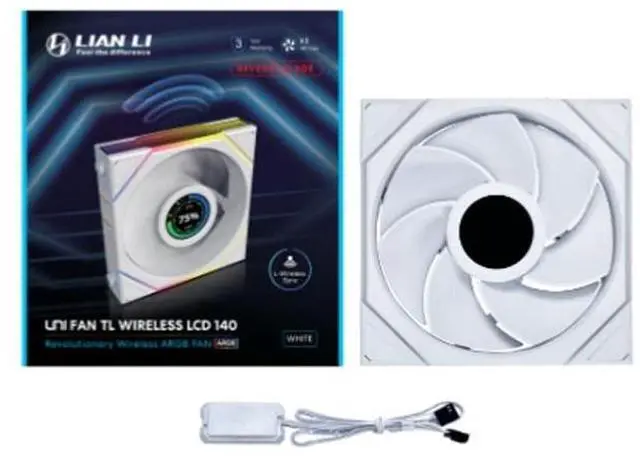 Alt view image 8 of 8 - Lian Li UNI Fan TL - LCD Wireless 140 - Single Pack (Reverse Blade) - 2.4 GHz Wireless  Signal ARGB Fan & Dual-Zone Lighting Control - 140mm - Controller NOT Included & Required -White (14RTLLCD1W1W)
