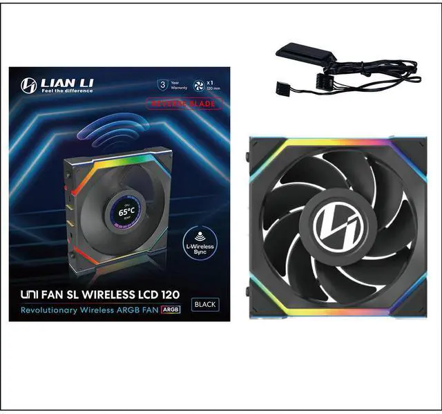 Alt view image 14 of 14 - Lian Li UNI Fan SL LCD Wireless (Reverse Blade) 120mm ARGB Fan - Single Pack - 1.6" LCD - 2.4 GHz Wireless Signal for RGB & Fan Control - Controller NOT Included & Required - Black(12RSLLCD1W1B)