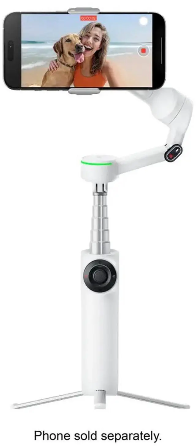 Alt view image 2 of 7 - Insta360 Flow 2 Pro 3-Axis AI-Powered Smartphone Gimbal Stabilizer AI Tracker Bundle, Summit White