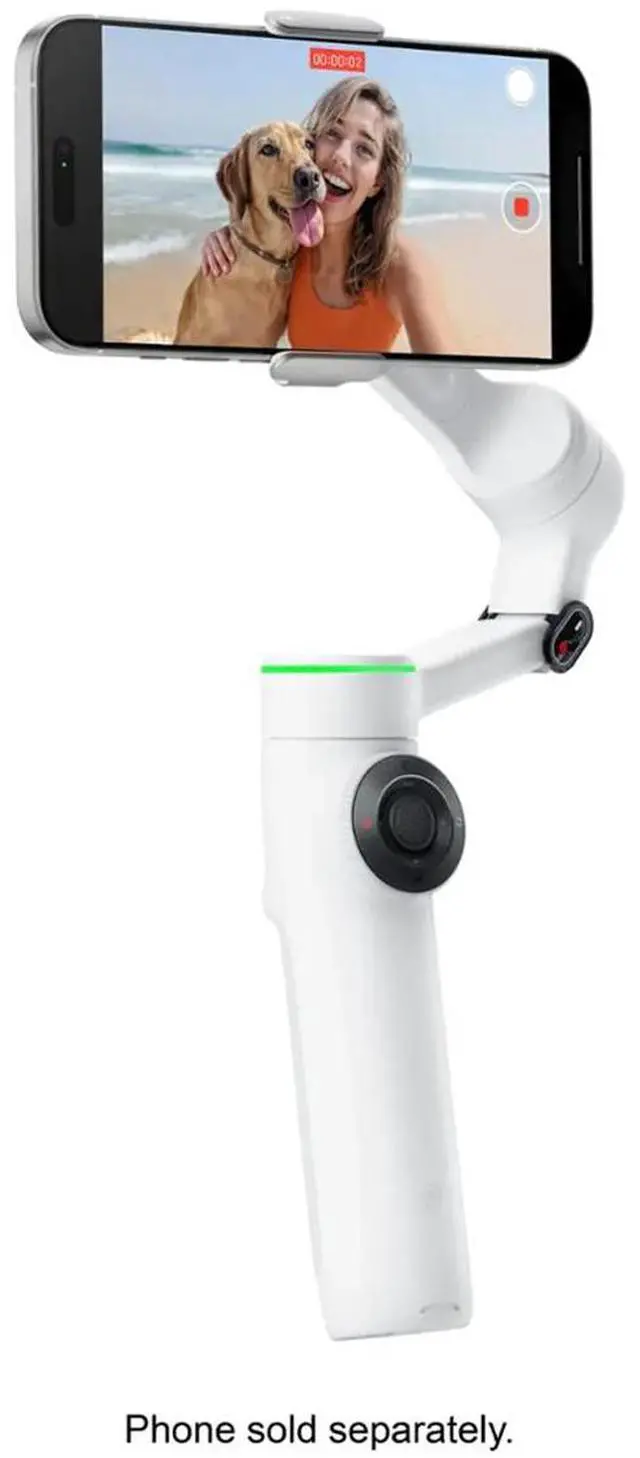 Alt view image 3 of 7 - Insta360 Flow 2 Pro 3-Axis AI-Powered Smartphone Gimbal Stabilizer AI Tracker Bundle, Summit White