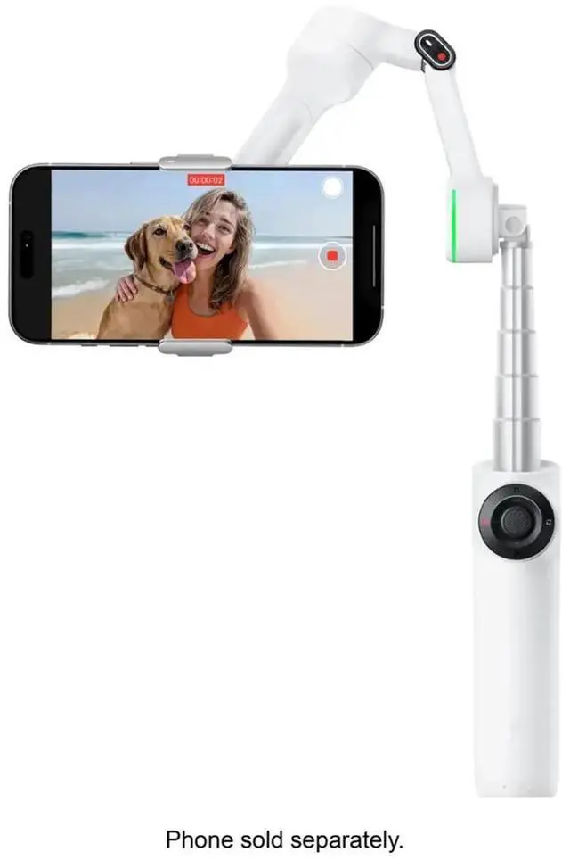 Alt view image 7 of 7 - Insta360 Flow 2 Pro 3-Axis AI-Powered Smartphone Gimbal Stabilizer AI Tracker Bundle, Summit White