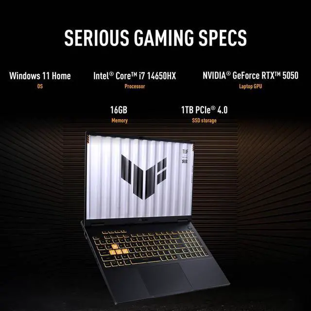 Alt view image 15 of 19 - ASUS TUF F16 16" FHD+ WUXGA 165Hz IPS Gaming Notebook Intel Core i7-14650HX 16GB RAM 1TB SSD NVIDIA GeForce RTX 5050 Jaegar Gray