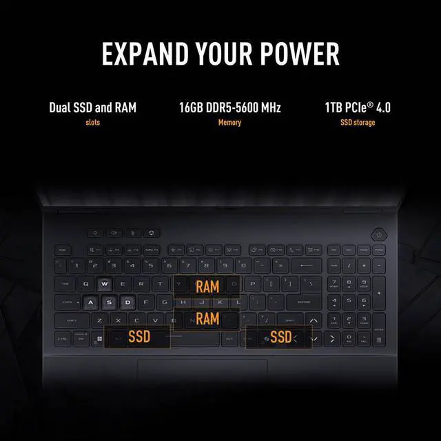 Alt view image 19 of 19 - ASUS TUF F16 16" FHD+ WUXGA 165Hz IPS Gaming Notebook Intel Core i7-14650HX 16GB RAM 1TB SSD NVIDIA GeForce RTX 5050 Jaegar Gray