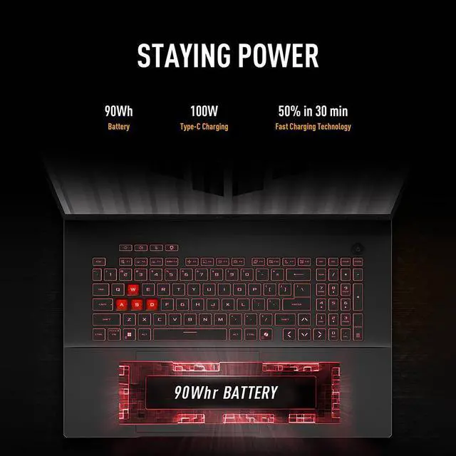 Alt view image 7 of 7 - ASUS TUF Gaming A18 FA808UH 18" WUXGA 144Hz Gaming Laptop, AMD Ryzen 7 260 3.8GHz, 16GB RAM, 1TB SSD, NVIDIA GeForce RTX 5050 8GB, Windows 11 Home, Jaeger Gray