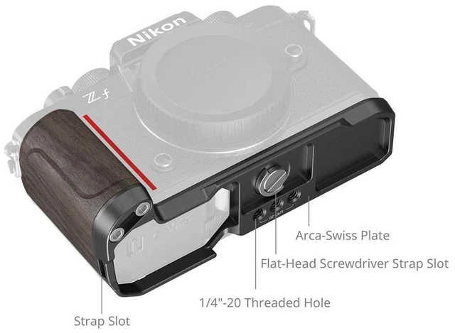 Alt view image 3 of 6 - SmallRig L-Shape Mount Plate with Wooden Handle for Nikon Z f