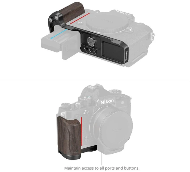 Alt view image 4 of 6 - SmallRig L-Shape Mount Plate with Wooden Handle for Nikon Z f