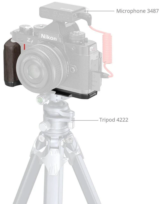 Alt view image 6 of 6 - SmallRig L-Shape Mount Plate with Wooden Handle for Nikon Z f