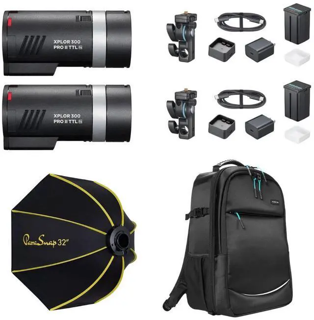 Main image of Flashpoint XPLOR 300 Pro II TTL R2 2-Light Outdoor Flash Kit, Godox AD300pro II
