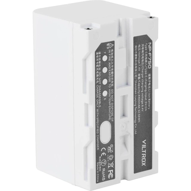 Alt view image 5 of 7 - Viltrox L-Series NP-F750 32.56Wh 7.4V 4400mAh Lithium-Ion Battery, White