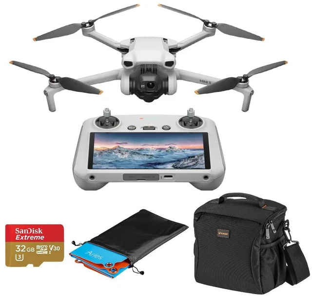 Alt view image 2 of 7 - DJI Mini 3 Drone with RC Remote Controller Bundle with 32GB microSD Card, Shoulder Bag, Landing Pad