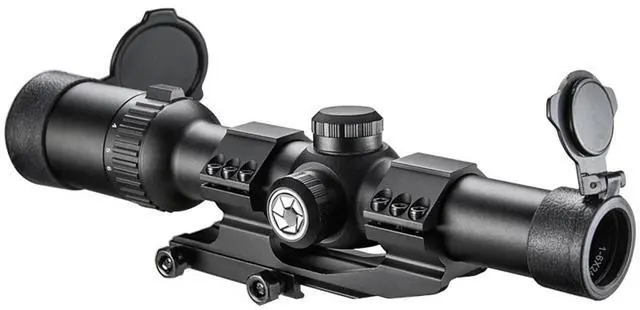 Main image of Barska 1-6x24 Tactical Riflescope, Matte Black with Illuminated Red/Green Mil-Dot Reticle, 30mm Tube Diameter, Cantilever Scope Mount