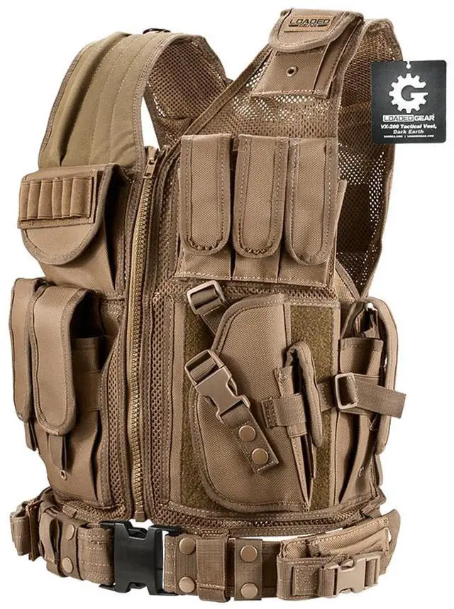 Alt view image 2 of 4 - BARSKA Loaded Gear VX-200 Tactical Vest, Right Hand (Dark Earth)