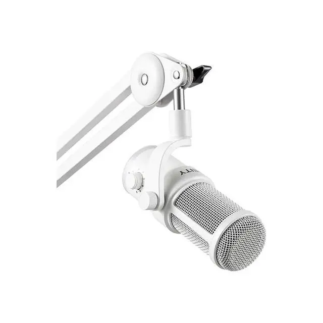 Alt view image 2 of 7 - Deity Microphones VO-7U Dynamic Supercardioid USB Streamer Microphone with Boom Arm, White