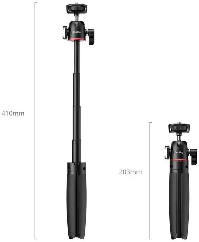 Alt view image 5 of 6 - SmallRig 5285B VT-15 Mantis 4-Section Aluminum Tripod with Ball Head, Carabiner Shape, Black