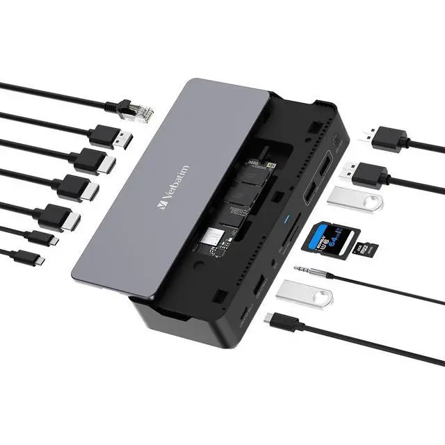 Alt view image 15 of 19 - Verbatim USB-C Pro Docking Station 15-In-1 256GB Vi3000 SSD