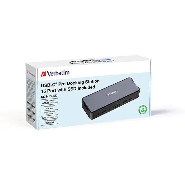 Alt view image 17 of 19 - Verbatim USB-C Pro Docking Station 15-In-1 256GB Vi3000 SSD