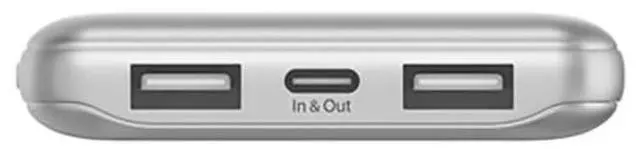 Alt view image 15 of 17 - Belkin 15W 3-port USB Power Bank - 10K mAh - 2xUSB-A (12W), 1xUSB-C (15W) - Portable Charger - w/ USB-A to USB-C Cable - Silver - For iPhone, iPad, AirPod, Smartwatch, Smartphone - 10000 mAh - 3 x USB