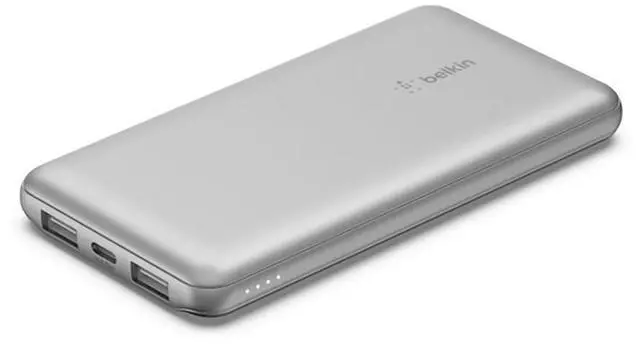 Alt view image 11 of 17 - Belkin 15W 3-port USB Power Bank - 10K mAh - 2xUSB-A (12W), 1xUSB-C (15W) - Portable Charger - w/ USB-A to USB-C Cable - Silver - For iPhone, iPad, AirPod, Smartwatch, Smartphone - 10000 mAh - 3 x USB