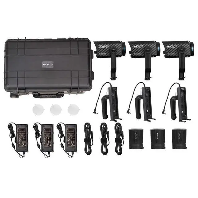 Alt view image 10 of 11 - Nanlite Forza 60CR RGBLAC LED Spotlight with CRMX (3-Light Kit)